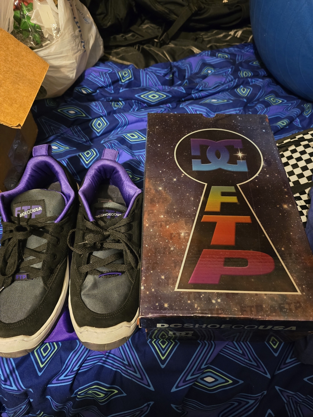 DC x FTP Black and Purple Skate Shoes 1p